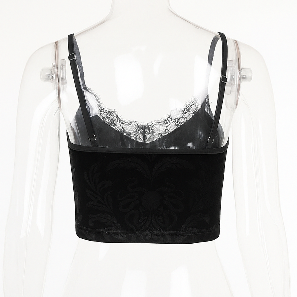 Cropped Lace Gothic Top with Adjustable Straps