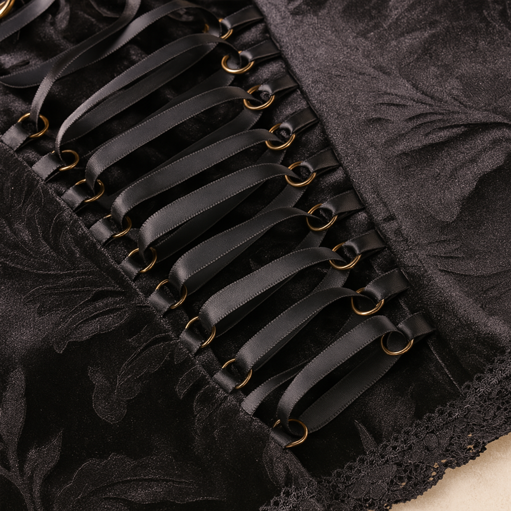 Vintage Dark Lace Gothic Top for Summer Wear