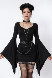 Batwing Elegance Gothic Dress for Dark Romantic Fashion
