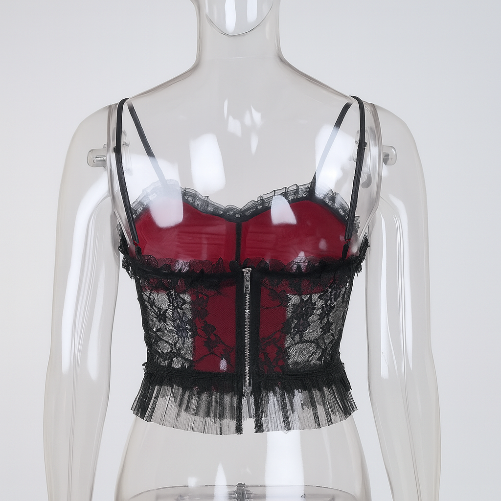 Lace Cross Tank Top for Gothic Fashion Lovers