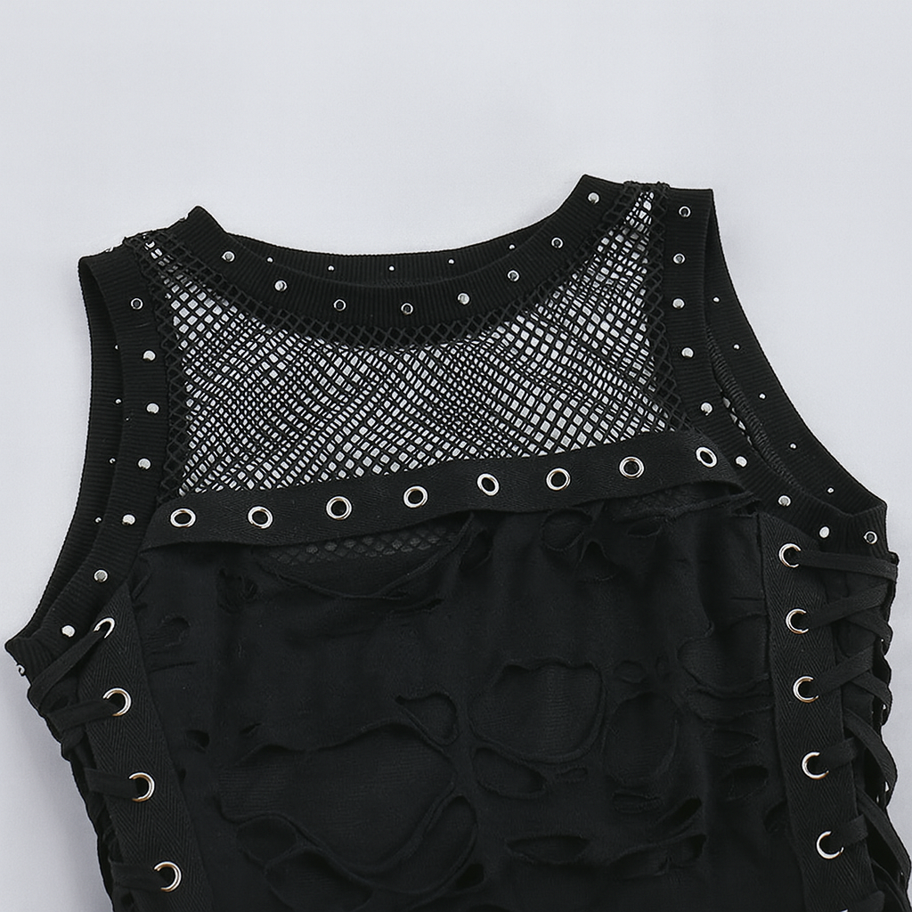 Gothic Sheer Distressed Tank Top for Modern Goth Fashion