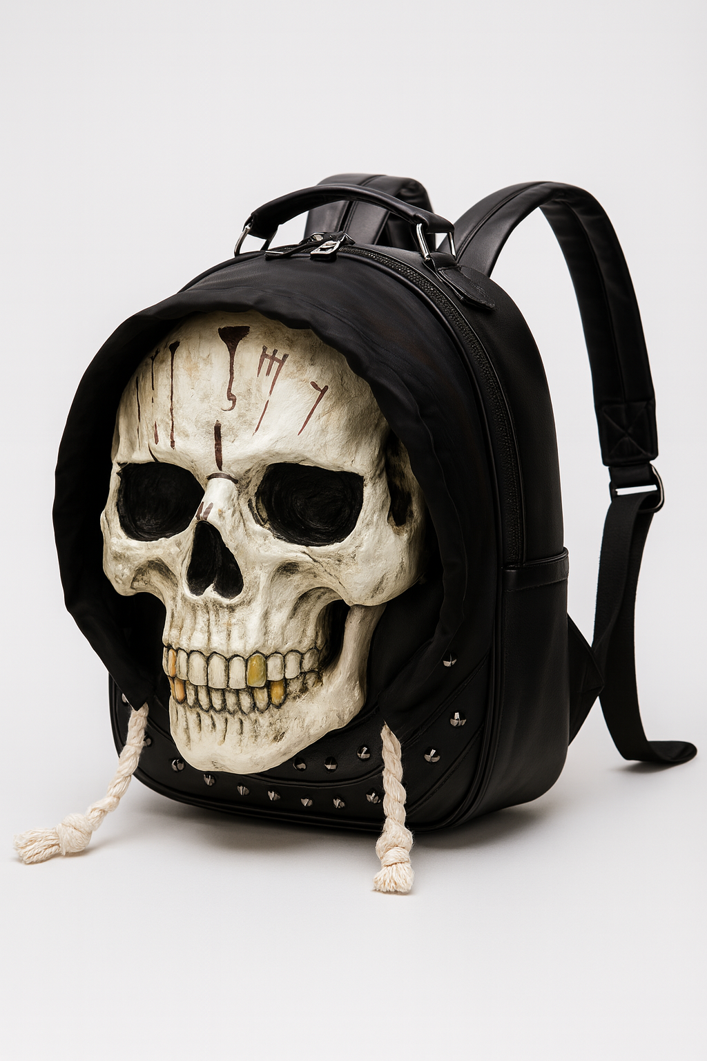 Men's & Women's Gothic Backpack - Halloween Party Costume Bag with Realistic 3D Skull, Black Gothic Backpack, Adjustable Strap, Zipper Closure - for School, Everyday, Costume Events - Edgy Streetwear Backpack, Halloween Clothes