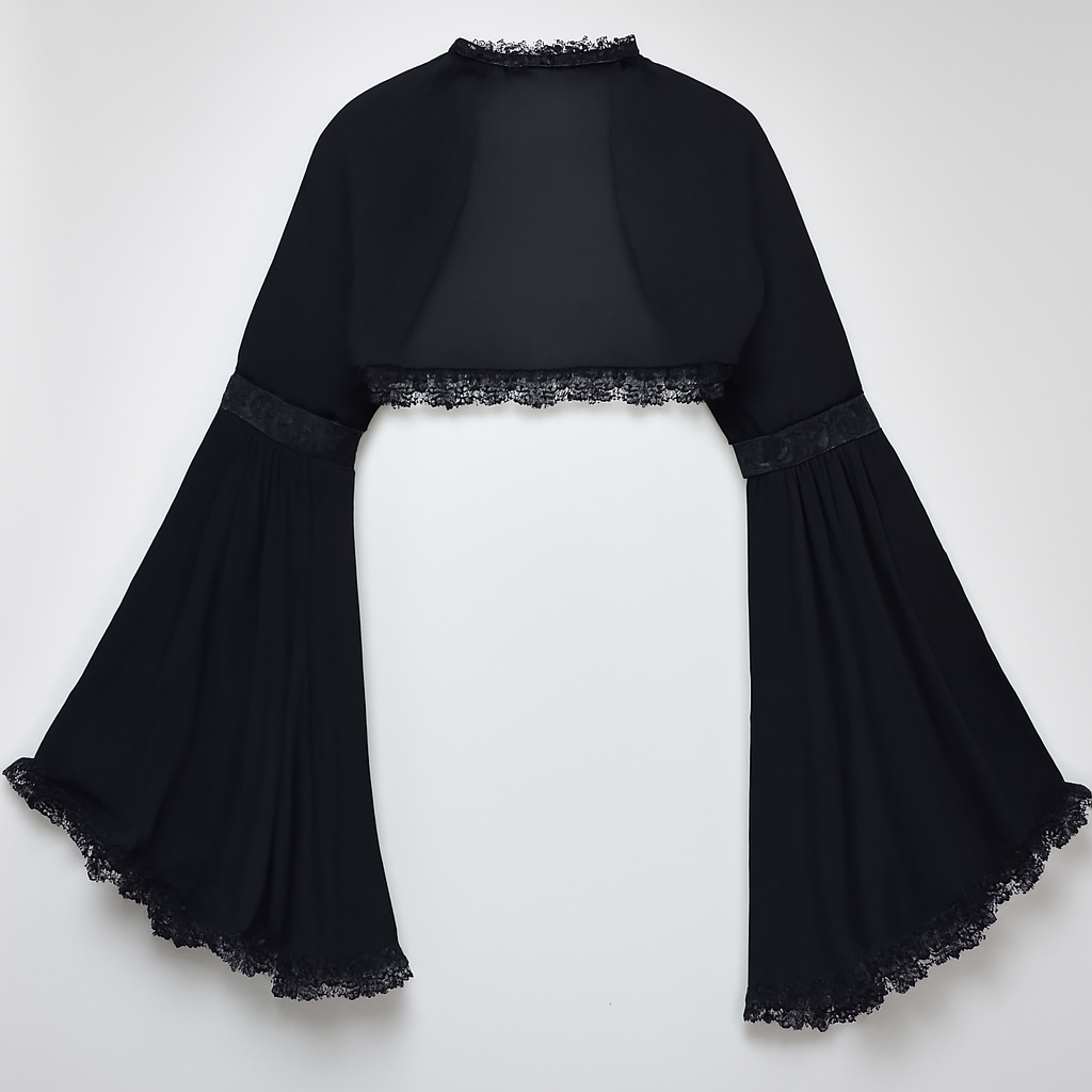 Gothic Lace Bell Sleeve Overlay Top