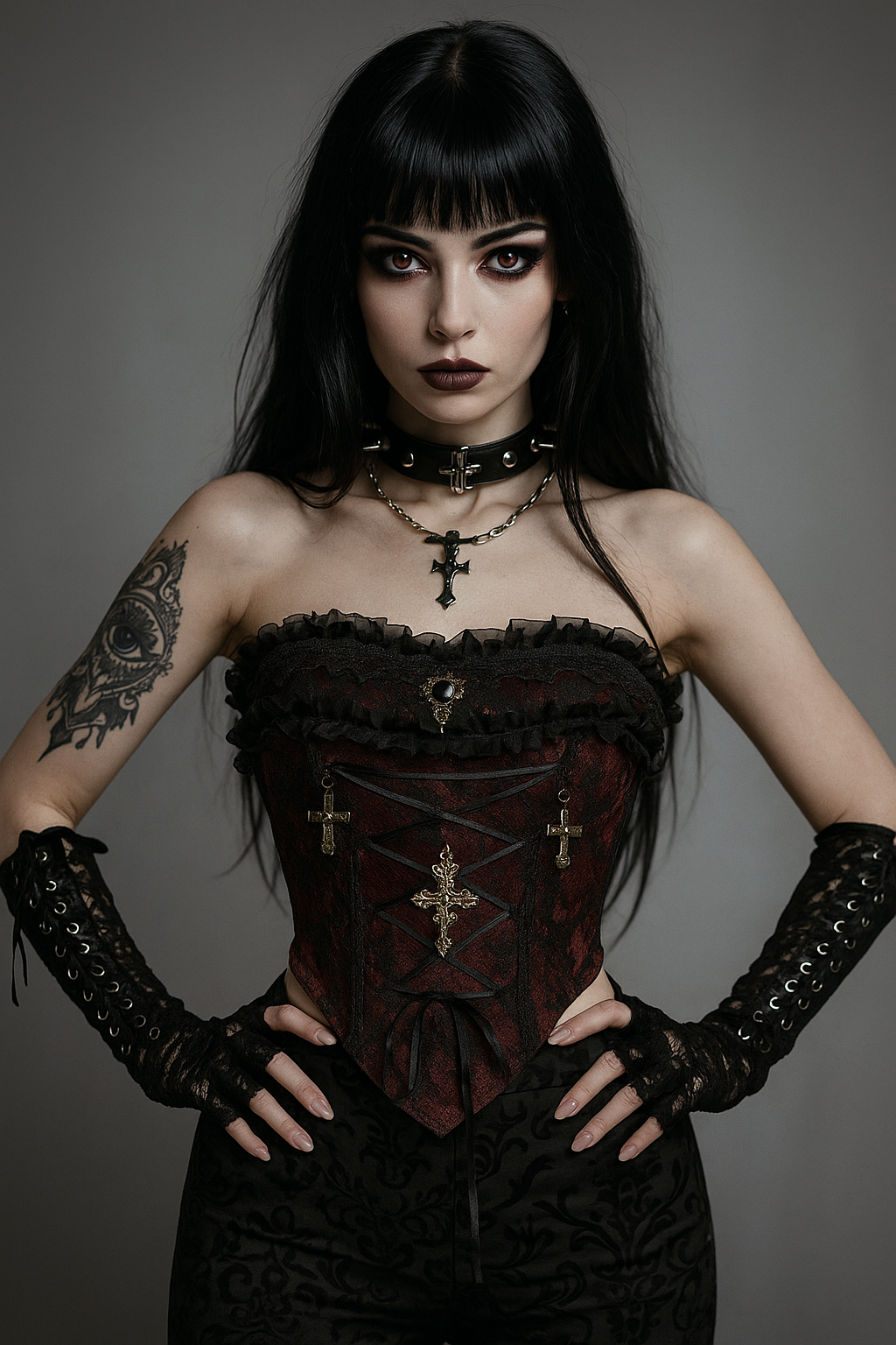 Midnight Lace Gothic Blue Corset Top