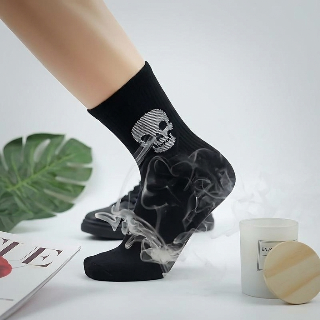 6 Pairs Halloween Skull Print Socks - Comfortable, Casual, and Versatile Knee-High Socks for Couples, Machine Washable, 280g/m², Casual Wear|Skull Print Socks| Construction
