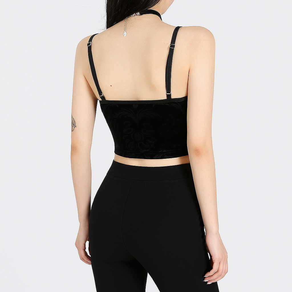 Cropped Lace Gothic Top with Adjustable Straps