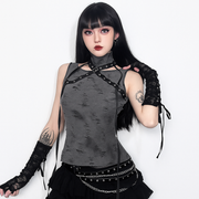 Gothic Star Cutout Halter Tank Top for Alternative Summer Fashion