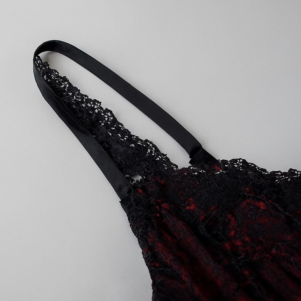 Lace Backless Gothic Crop Top with Adjustable Straps