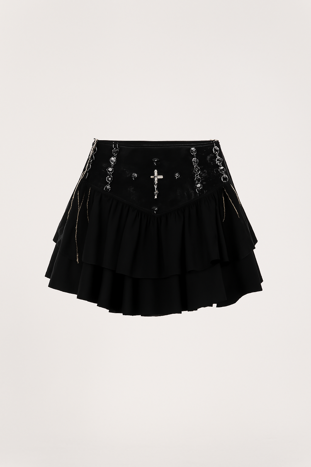Punk Cross Frill Skirt for Gothic and Alternative Fashion