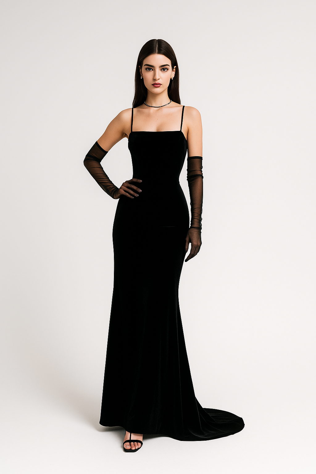Gothic Velvet Backless Maxi Dress with Slit for Elegant Summer Evenings