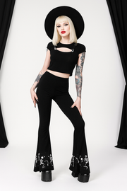 Dancing Skulls Gothic Set Cropped Tee and Flared Pants