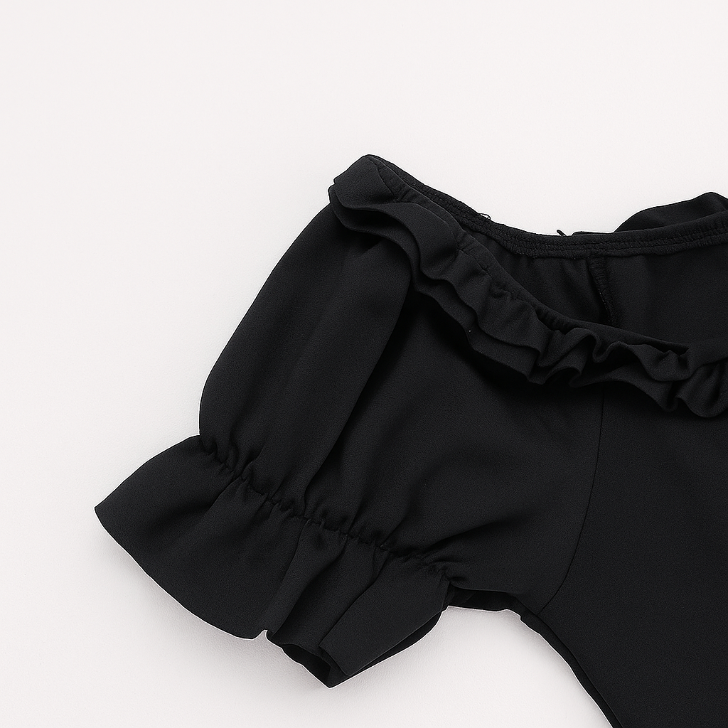 Gothic Off-Shoulder Ruffle Mini Dress for Dark Street Style