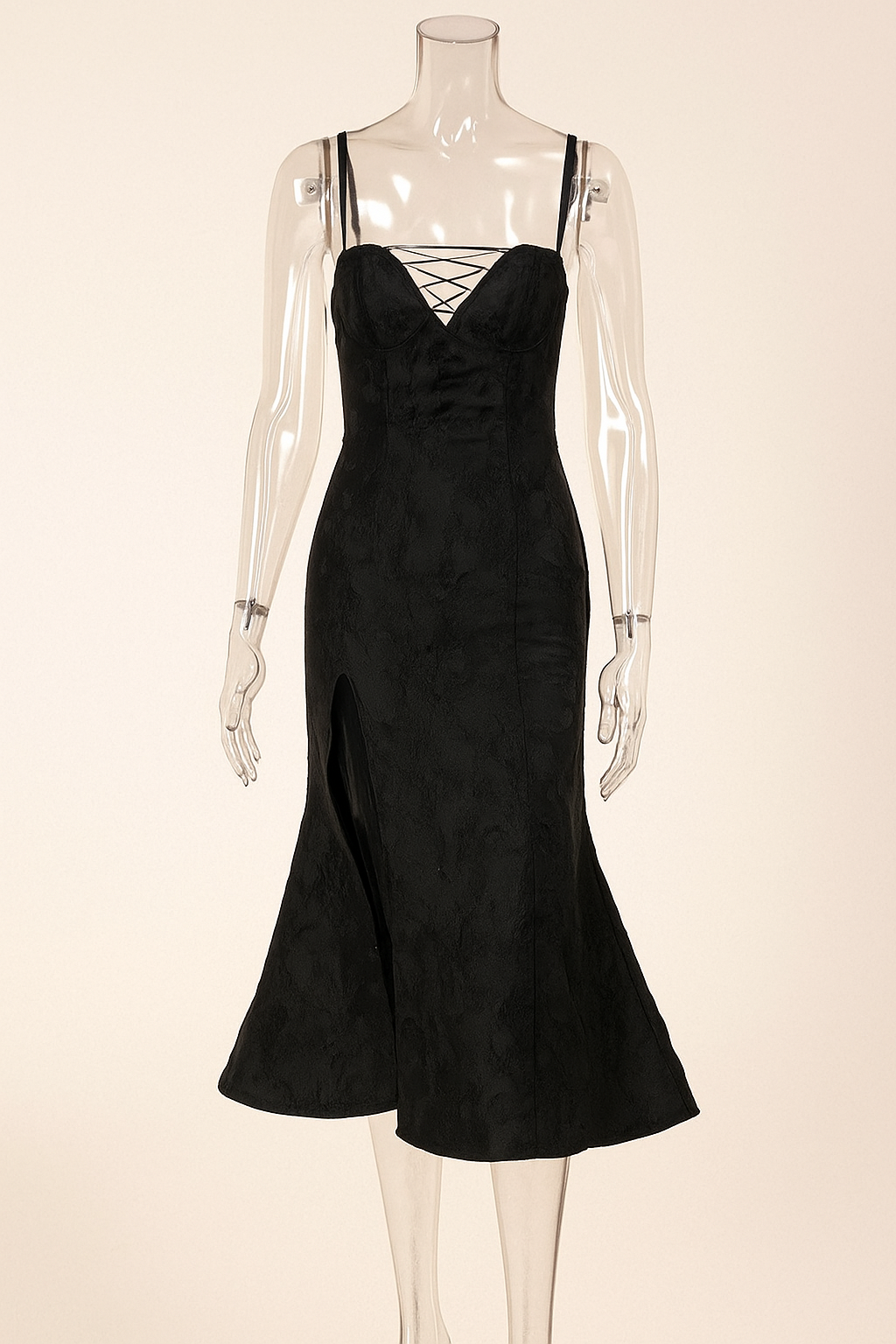 Gothic Lace-Up Maxi Dress and Sheer Cardigan Set