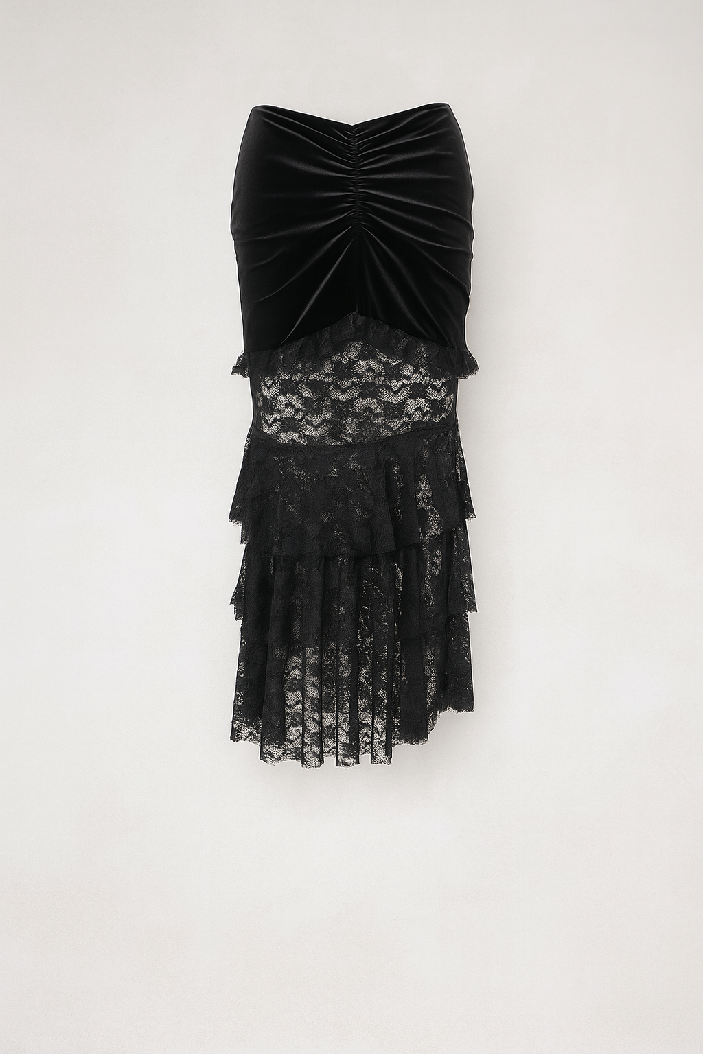 Gothic Ruffled Lace Tiered Skirt for Dark Romantic Style
