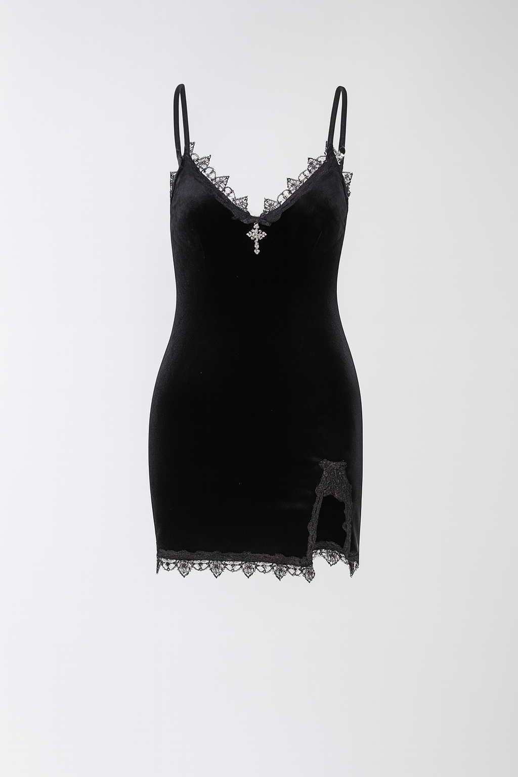 Dark Velvet Lace V-Neck Dress