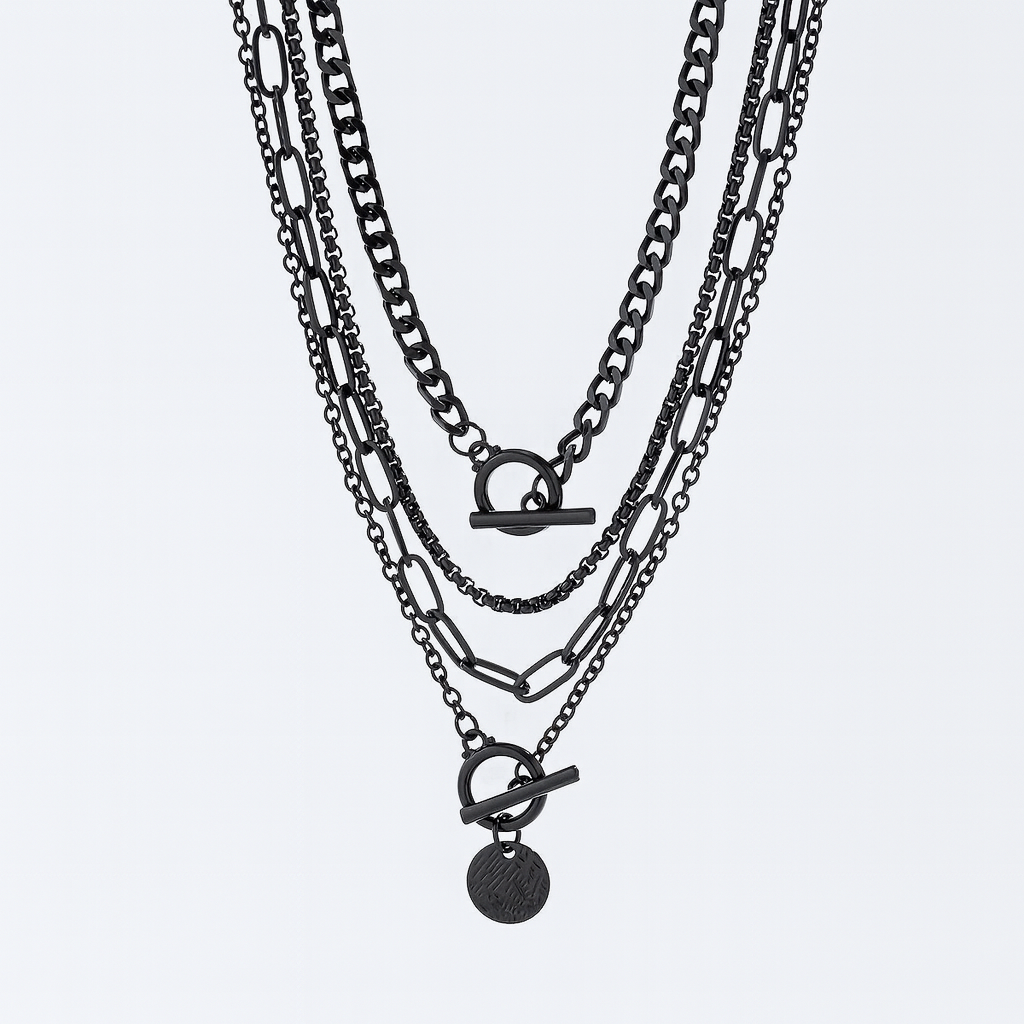 4pcs Vintage Dark Love Star Metal Pendant Set, Light Luxury Multi-Piece Necklace Combo, Perfect for Daily Wear, Holiday Gifts, Graduation Present, Friendship Gift