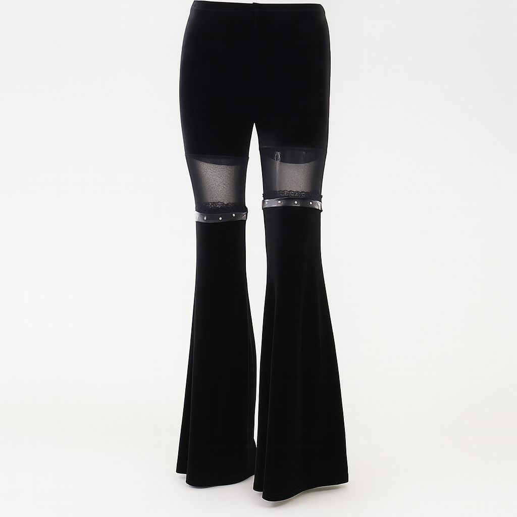High Waisted Fishnet Flare Pants for Dark Romantic Fashion