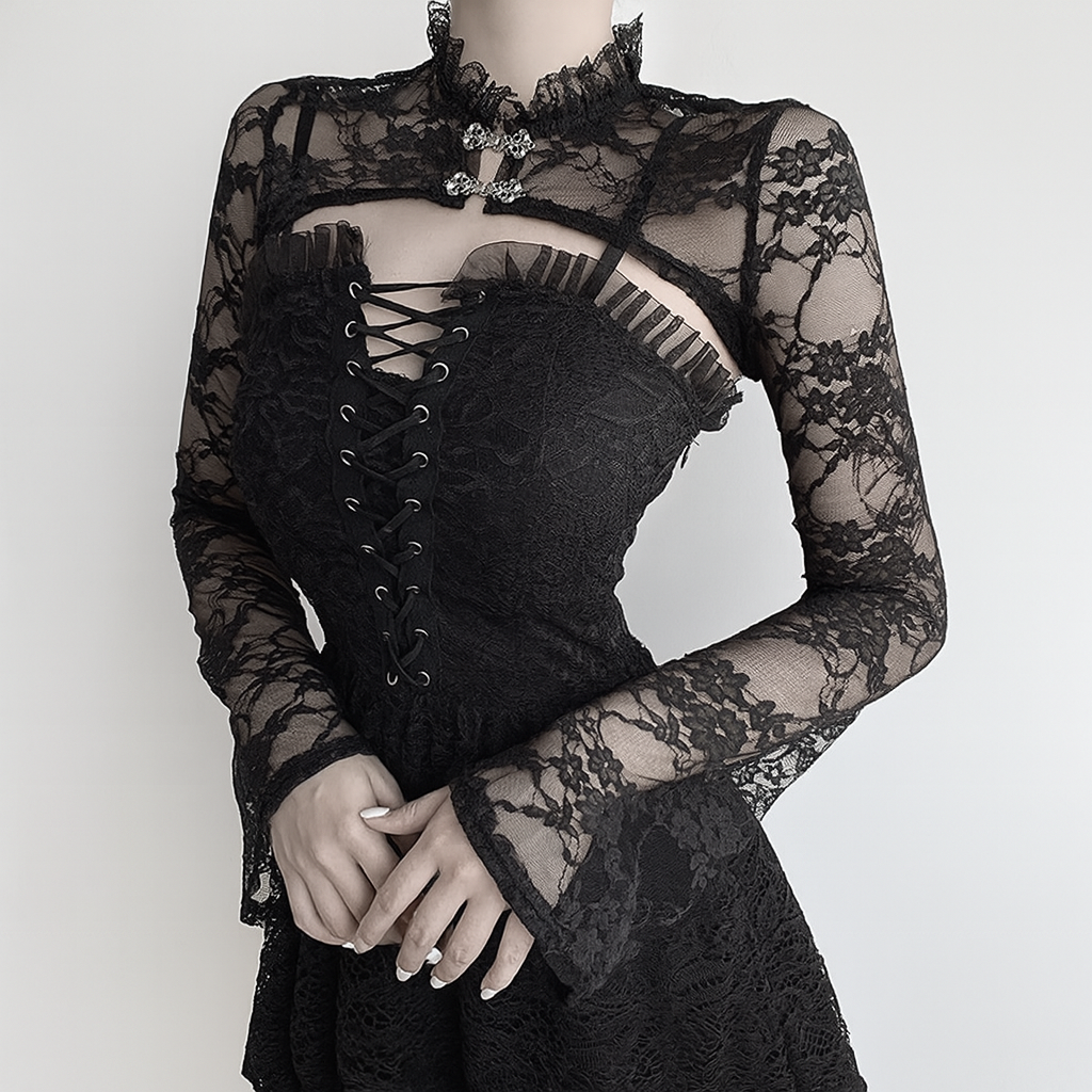 Gothic Lace Bell Sleeve Top