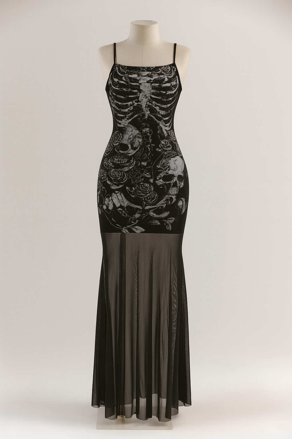 Skeleton Rose Bodycon Dress for Alternative Fashion