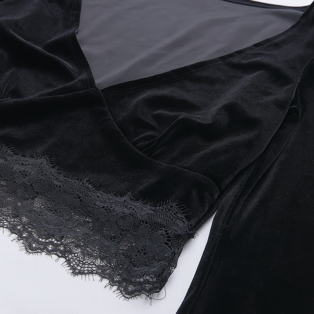 Sheer Lace Flared Sleeve Crop Top