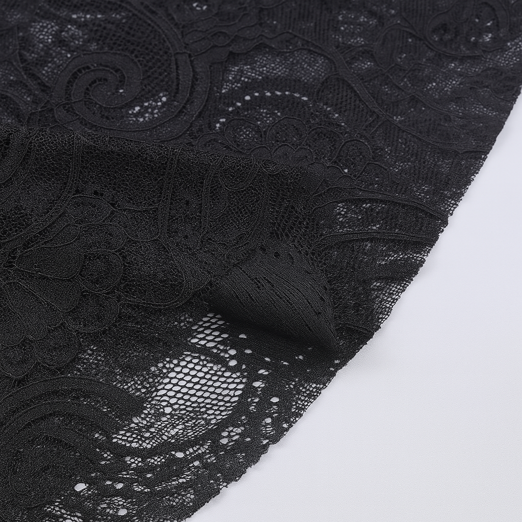 Occult Luxury Lace Crop Top with Flared Sleeves