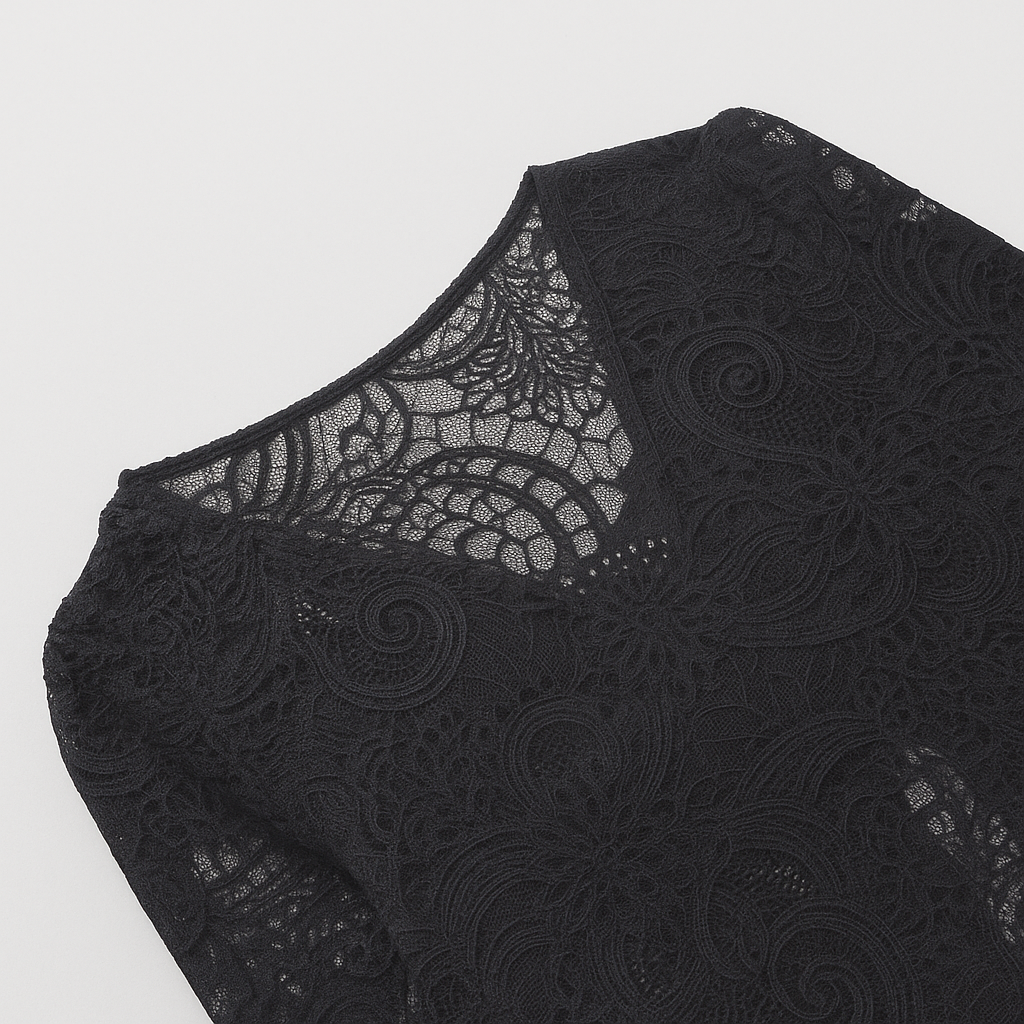 Occult Luxury Lace Crop Top with Flared Sleeves