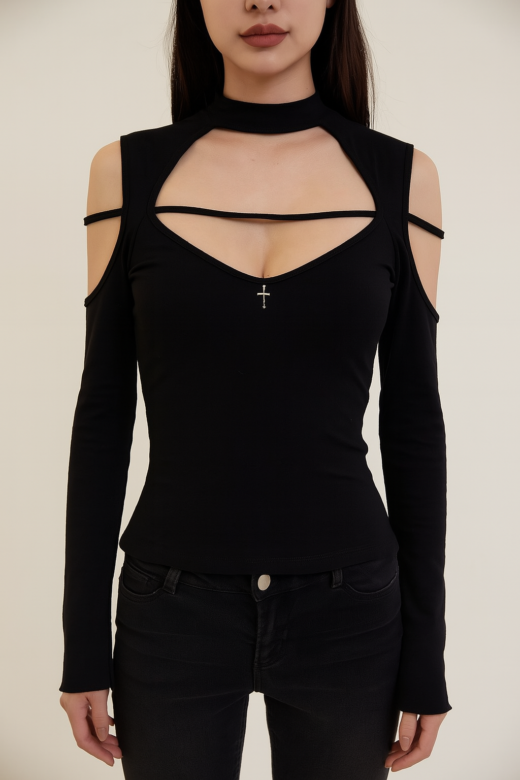 Witchy Cutout Knit Top for Modern Goth Style