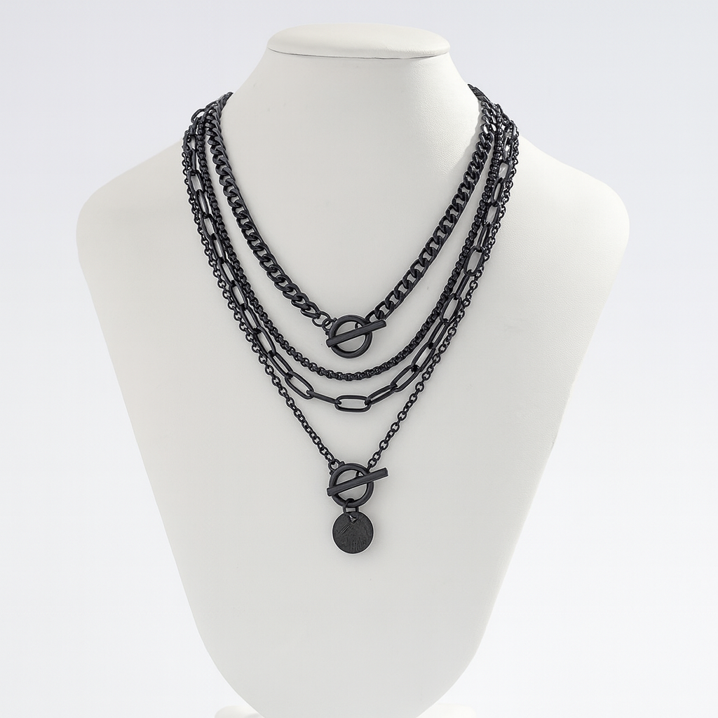 4pcs Vintage Dark Love Star Metal Pendant Set, Light Luxury Multi-Piece Necklace Combo, Perfect for Daily Wear, Holiday Gifts, Graduation Present, Friendship Gift