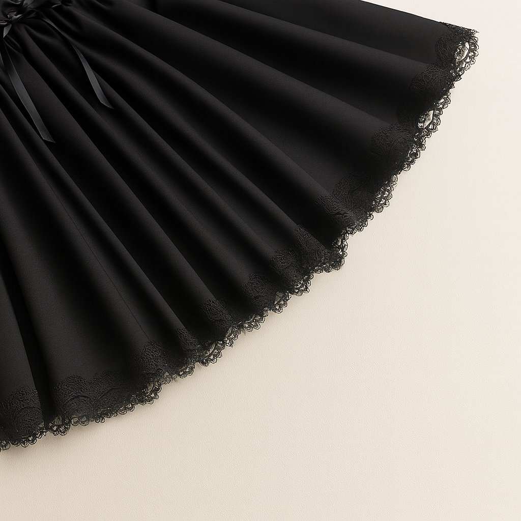 Gothic Elegance A-Line Dress with Lace Detailing