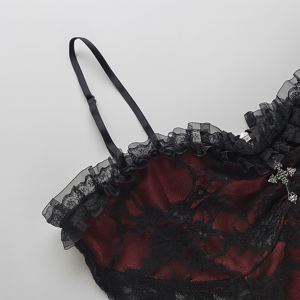 Lace Cross Tank Top for Gothic Fashion Lovers