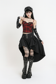 Gothic Plaid Crop Top With Adjustable Straps