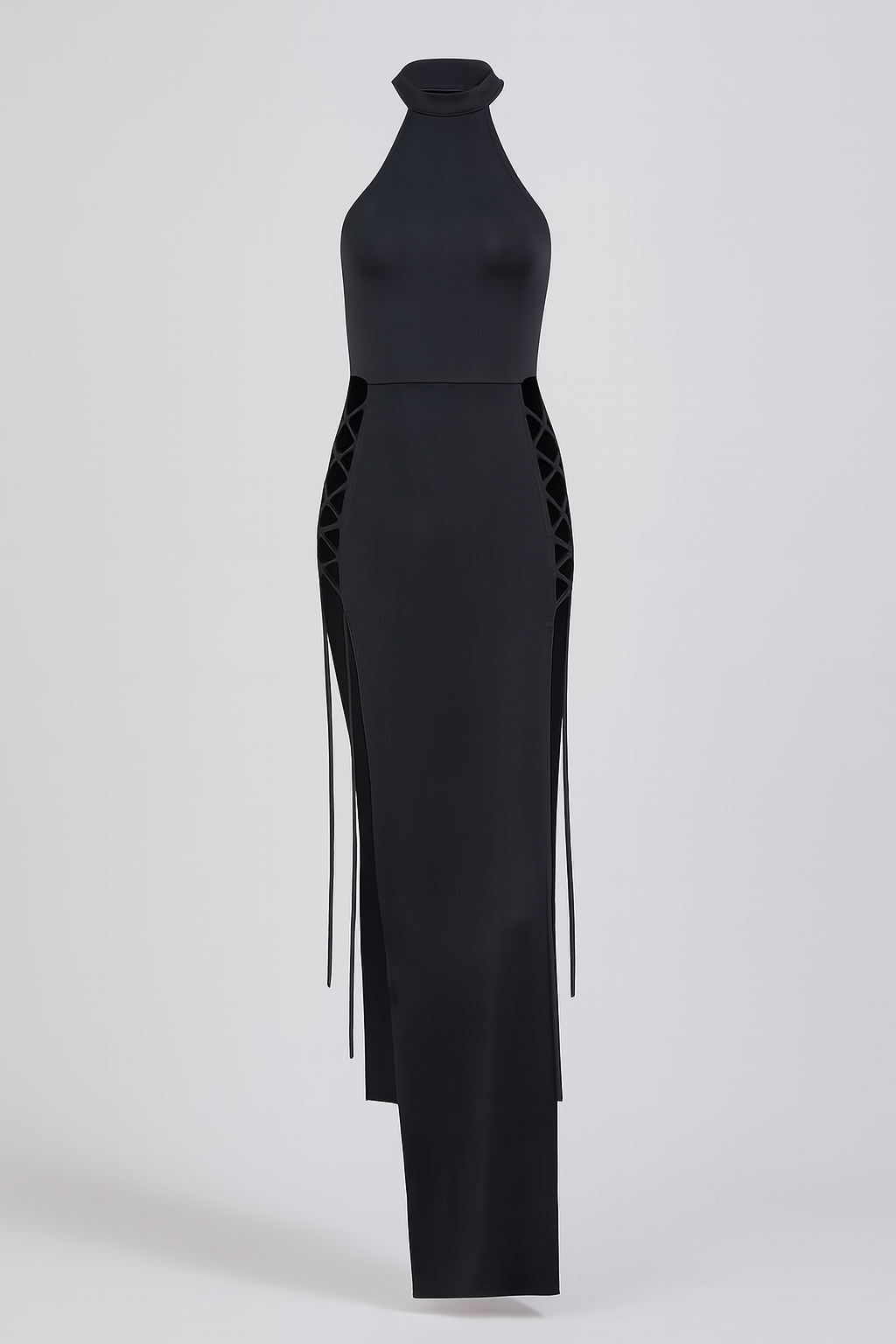 Knit High Neck Sleeveless Hollow Out Dress