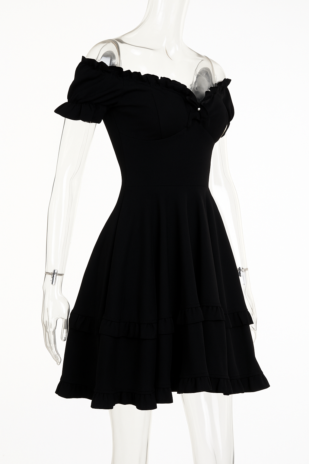 Gothic Off-Shoulder Ruffle Mini Dress for Dark Street Style