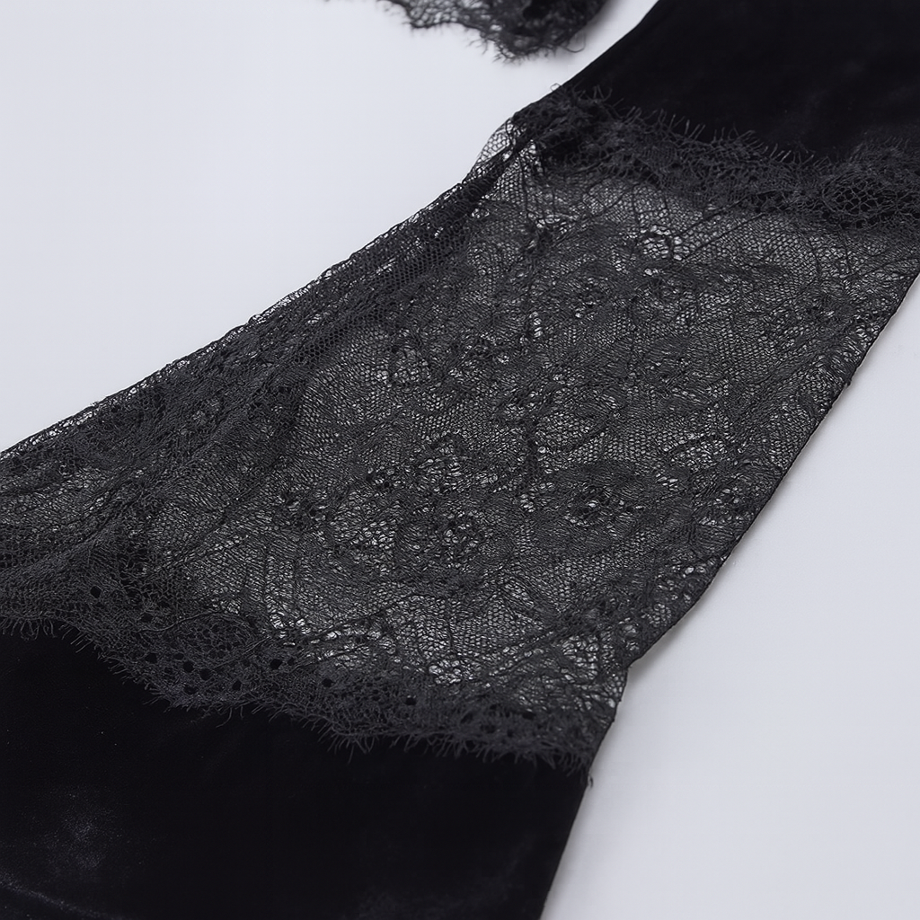 Sheer Lace Flared Sleeve Crop Top