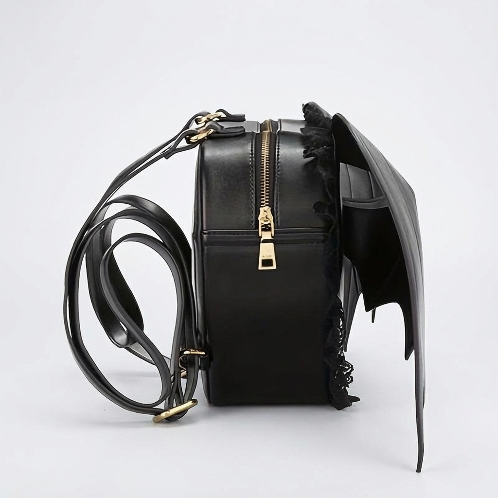 Women's Bat Wing Gothic Backpack - Black -Look Batwing Design with Adjustable Straps & Zipper Closure, Stylish Durable Polyester Lining for Daily Commute & Casual Outings, Casual Daypack | Edgy Fashion Accessory | Adjustable Shoulder Straps