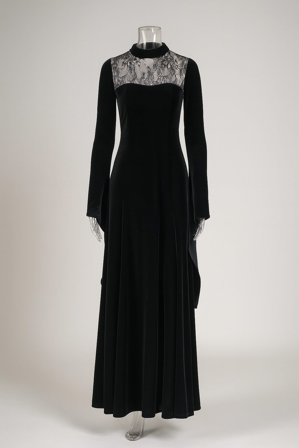 Witchy Lace Slit Maxi Dress for Gothic Elegance