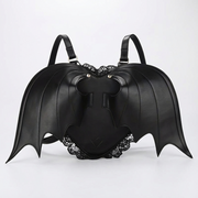 Women's Bat Wing Gothic Backpack - Black -Look Batwing Design with Adjustable Straps & Zipper Closure, Stylish Durable Polyester Lining for Daily Commute & Casual Outings, Casual Daypack | Edgy Fashion Accessory | Adjustable Shoulder Straps