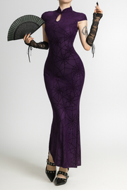 Spider Web Gothic Cheongsam Dress Set