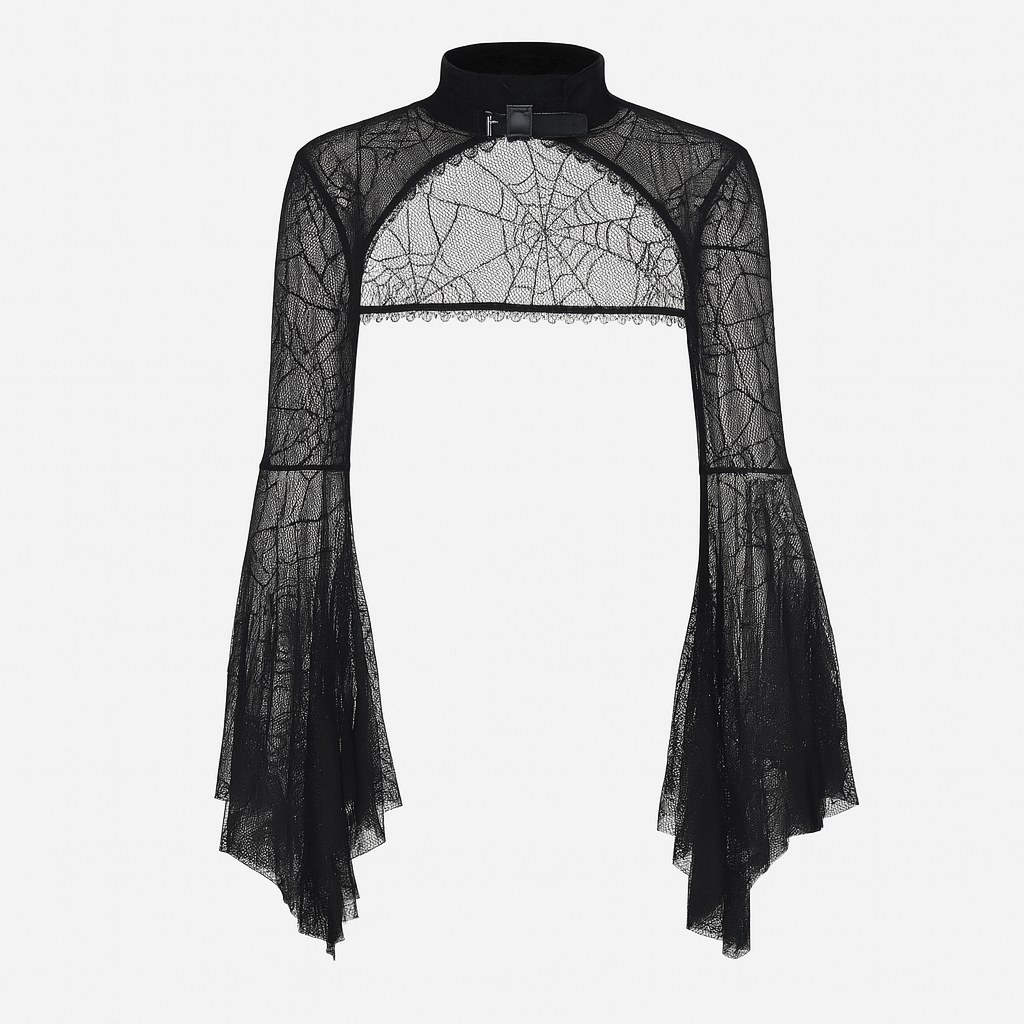 Spiderweb Chiffon Cape Top for Gothic and Alternative Fashion