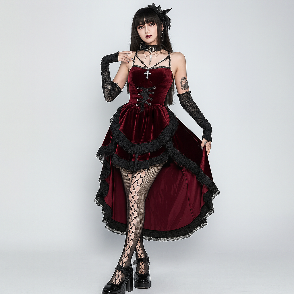 Dark Siren High-Low Dress with Lace-Up Bodice