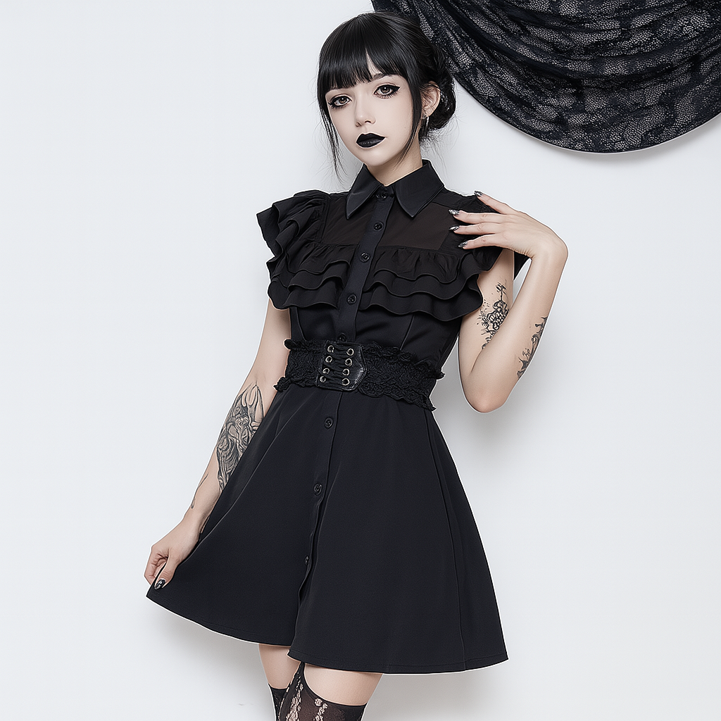 Summer Dark Romantic Ruffle Dress