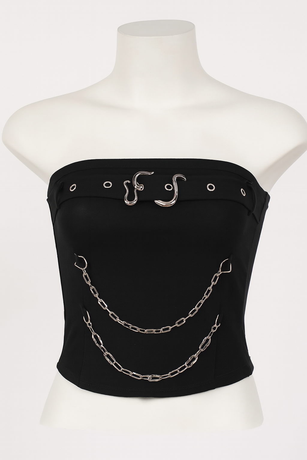 Dark Fashion Snake Buckle Strapless Top