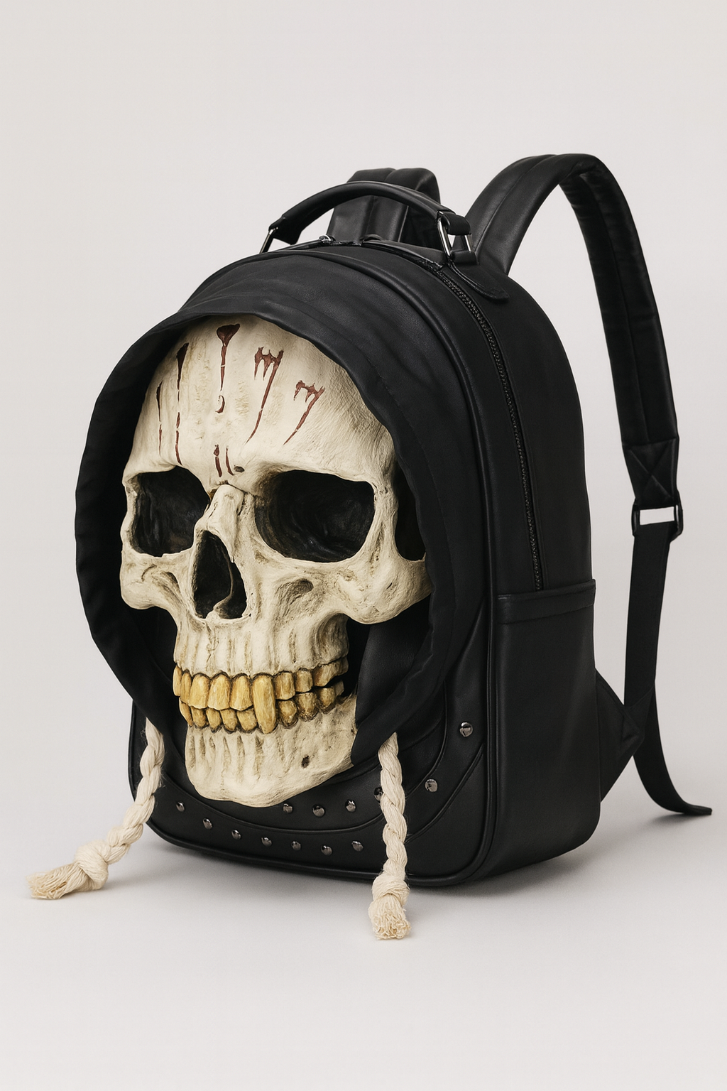 Men's & Women's Gothic Backpack - Halloween Party Costume Bag with Realistic 3D Skull, Black Gothic Backpack, Adjustable Strap, Zipper Closure - for School, Everyday, Costume Events - Edgy Streetwear Backpack, Halloween Clothes