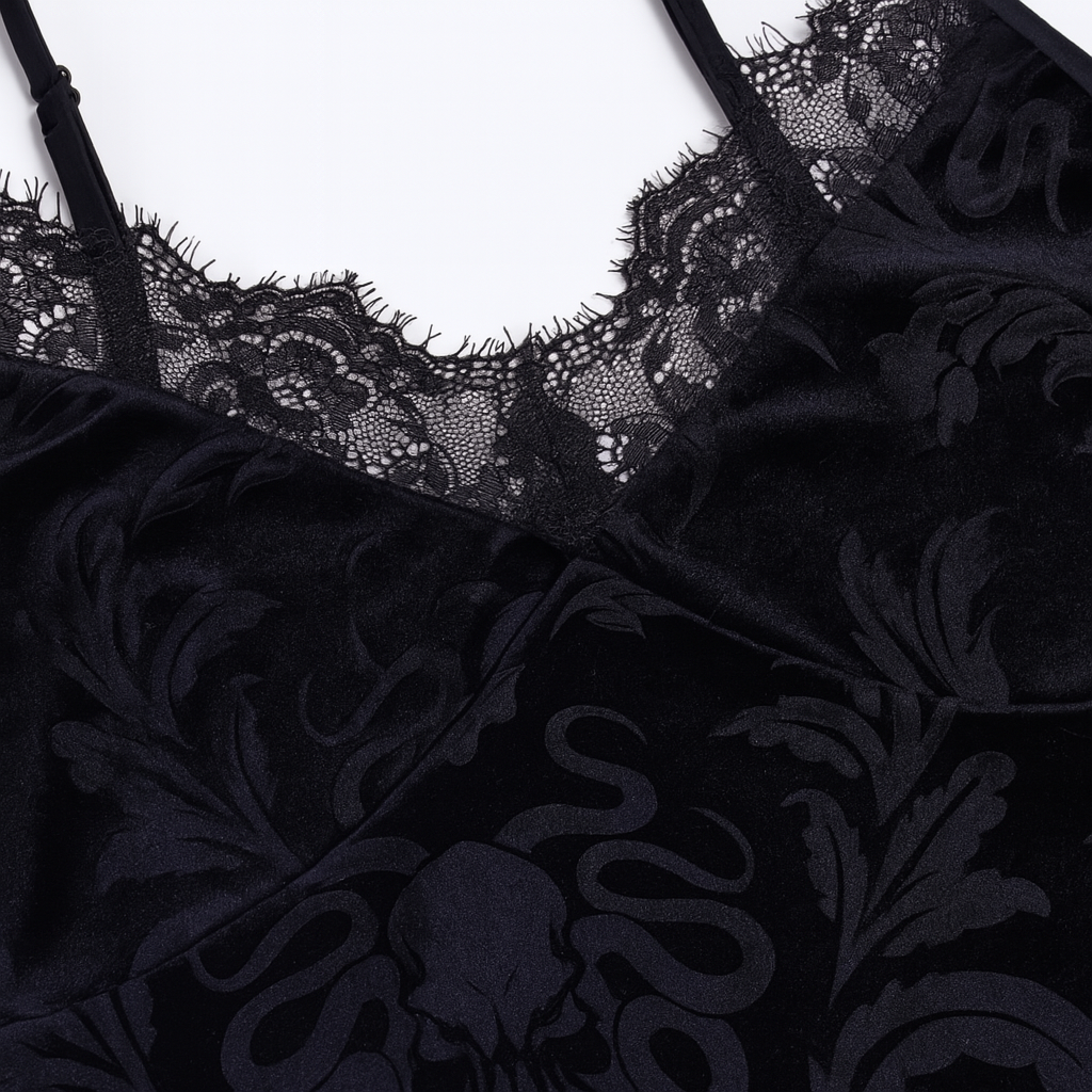 Cropped Lace Gothic Top with Adjustable Straps