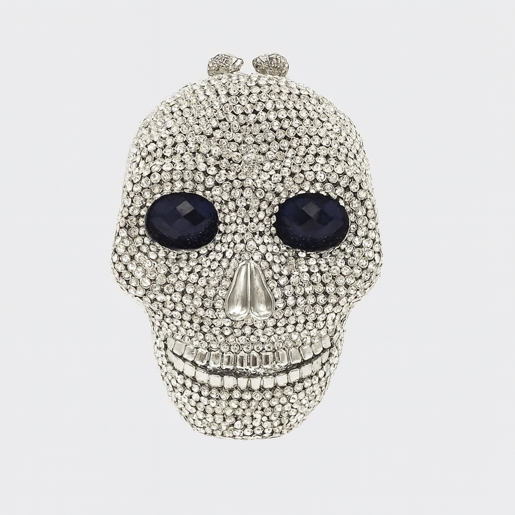 Ladies 3D Skull Clutch Purse Evening Bag Rhinestone Handbag for Prom Party