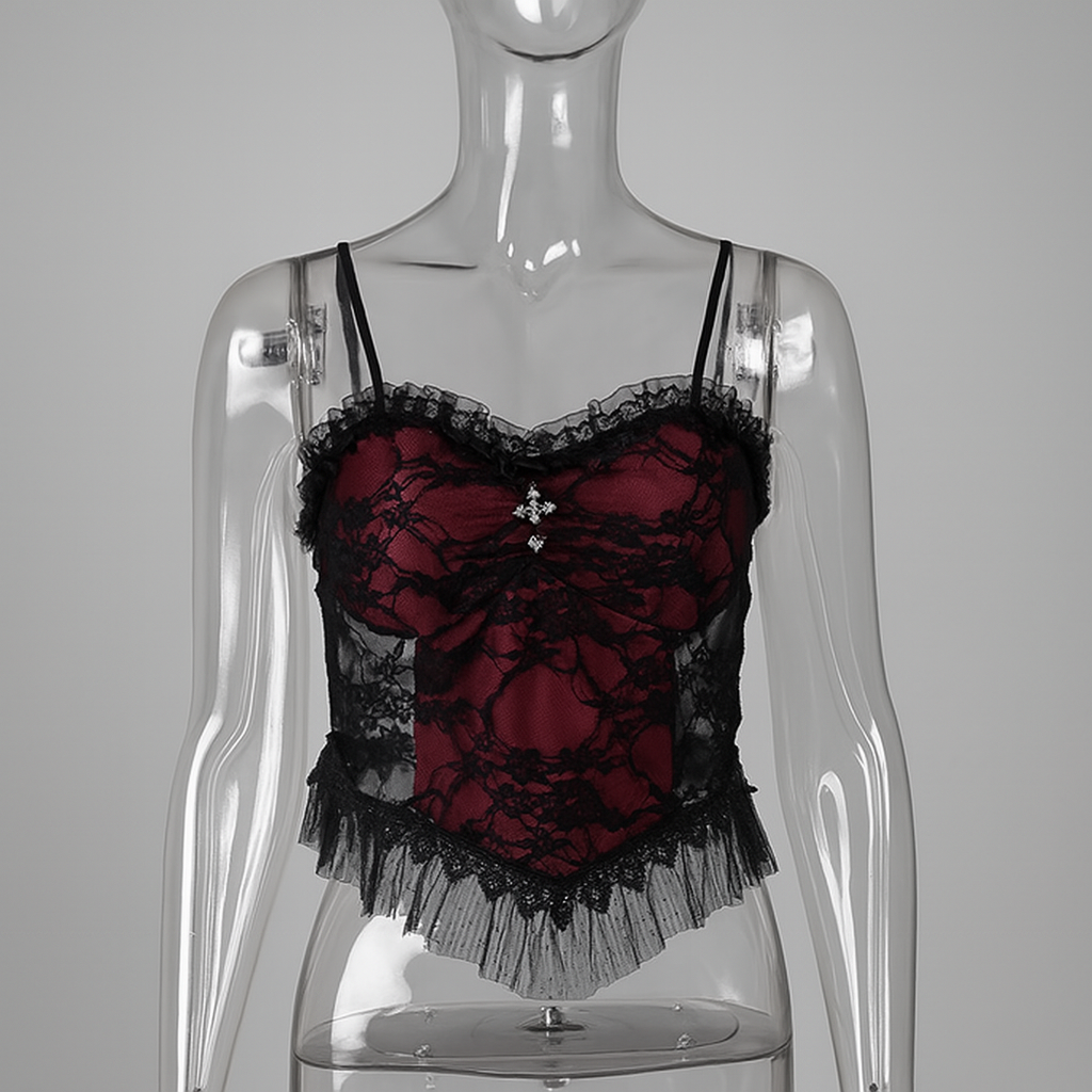 Lace Cross Tank Top for Gothic Fashion Lovers