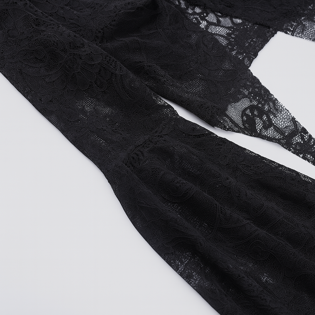 Occult Luxury Lace Crop Top with Flared Sleeves