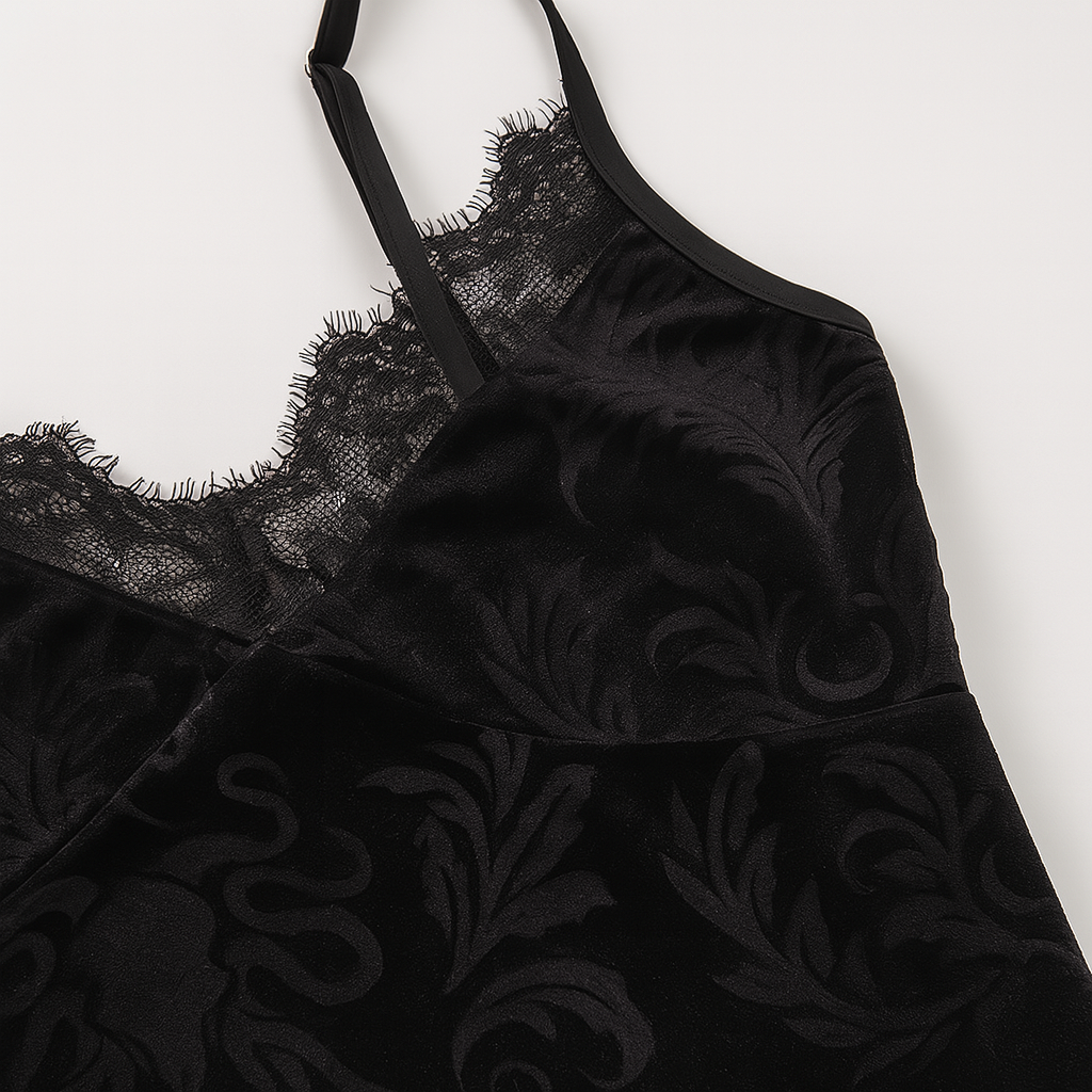 Cropped Lace Gothic Top with Adjustable Straps
