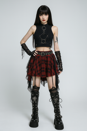 Gothic Plaid Irregular Hem Mini Skirt