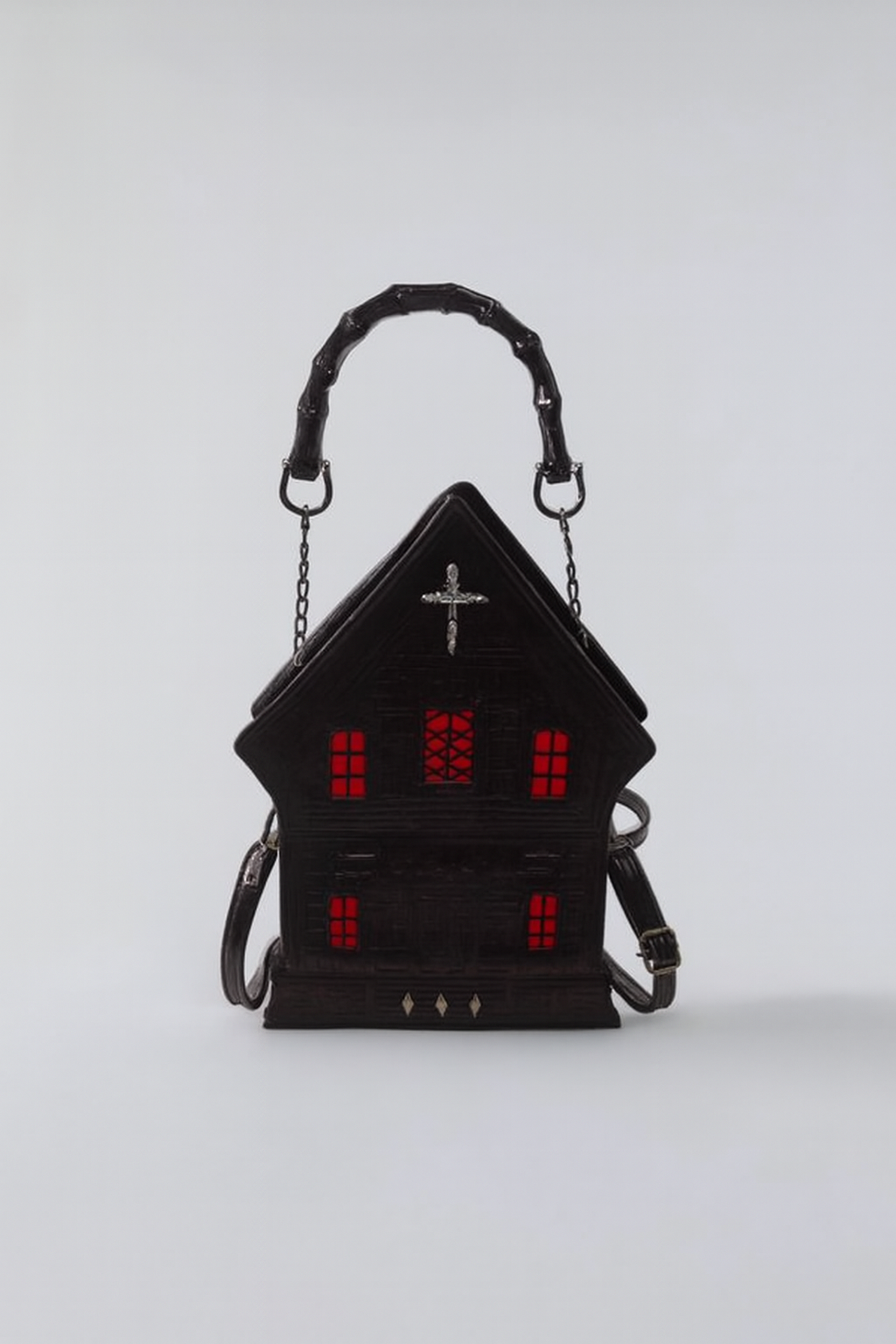 Gothic Style Crossbody Bag for Women - Black with Zipper Closure, Polyester Lining & Metal Hardware Accents, Durable Stitched Edges, Ideal for Casual and Formal Wear, Fantasy-Themed Design, Gothic Crossbody Ba